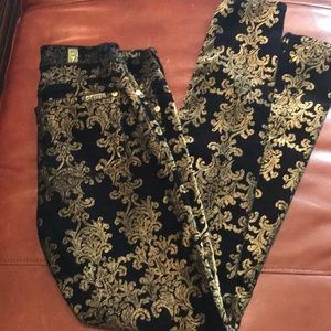 7 For All Mankind New Black/Gold velvet pants